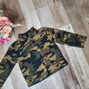 Crazy 8 Camouflage Fleece 1/4 Zip Jacket Boys Size 4T EUC Green Black
